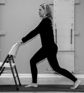 Hip Flexor Lunge modified with chair 269x300 - Improve Your Golf Posture, Improve Your Game